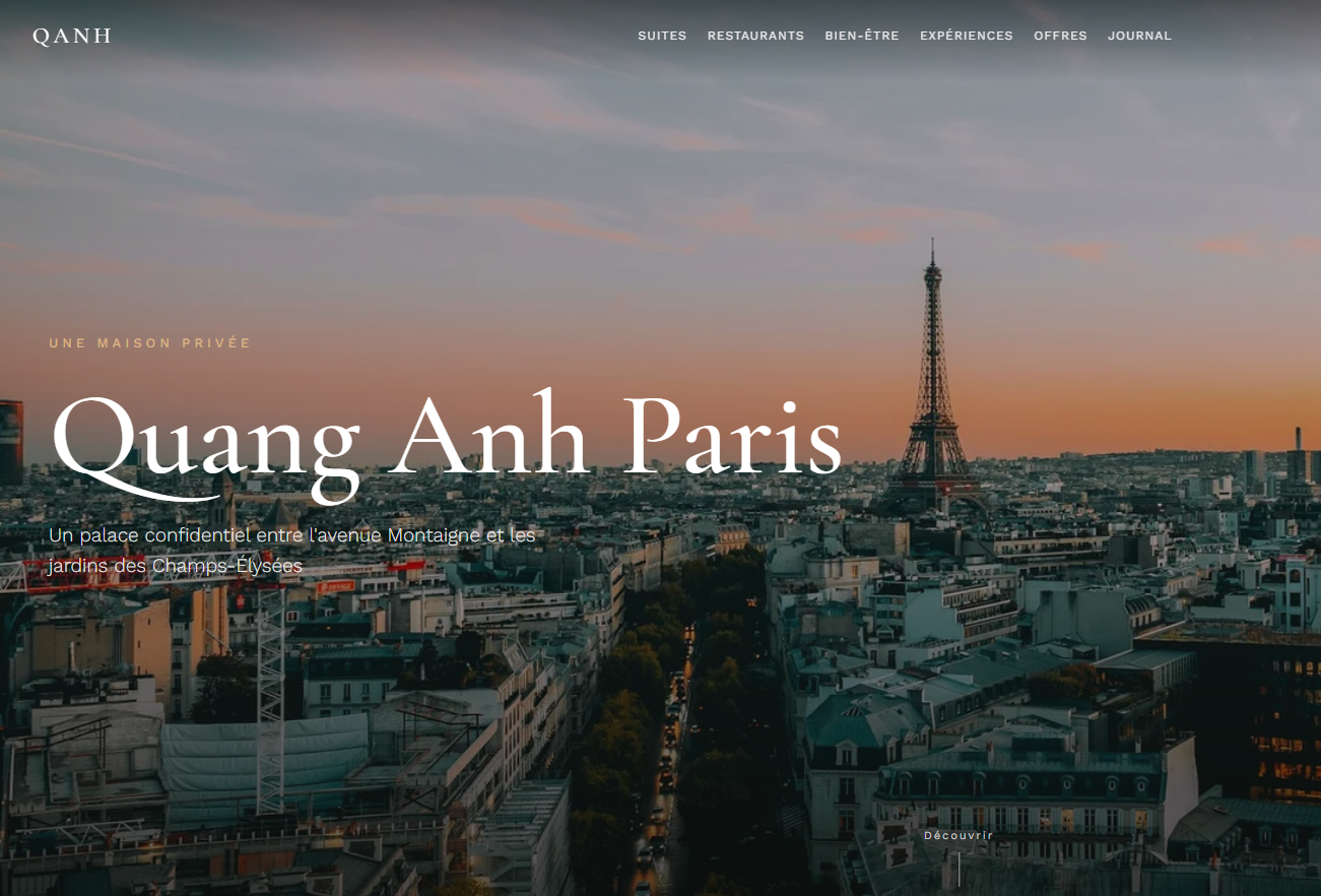 QANH Paris, a luxury hotel concept site